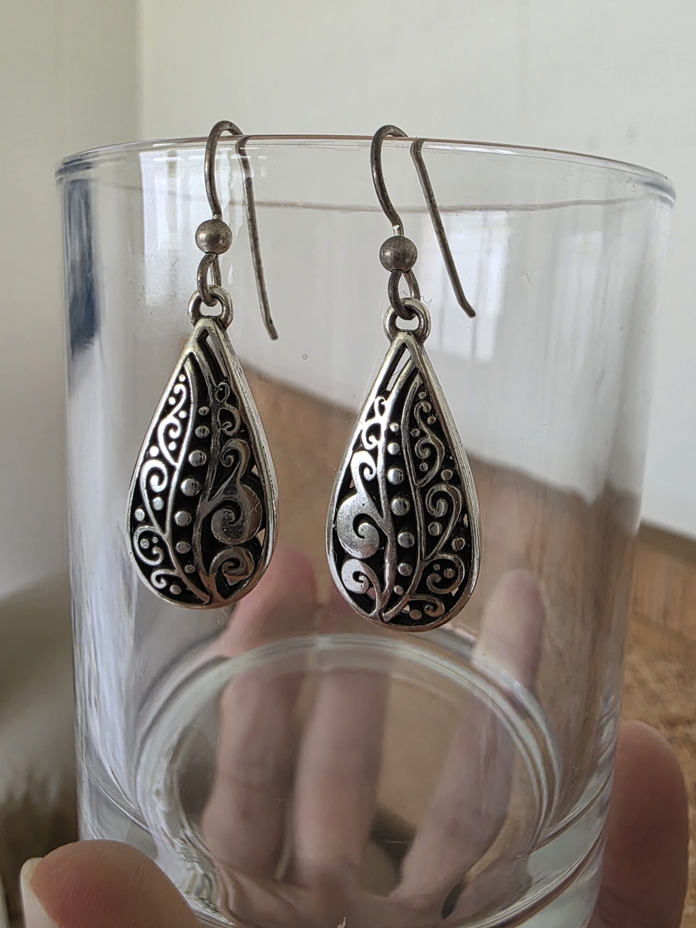 Brighton Sterling Silver Teardrop Filigree Dangle Earrings - Silver
